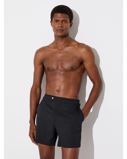 Reiss Black Side-Adjuster Swim Shorts for men