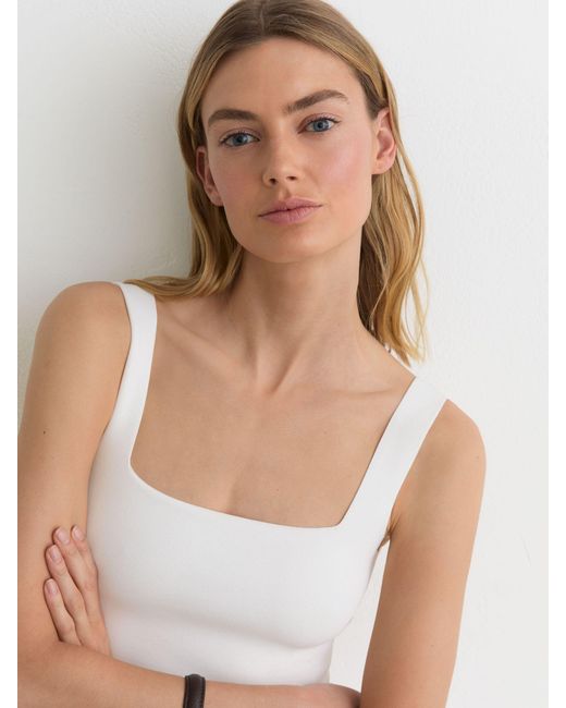 Reiss White Square-Neck Compact-Knit Vest