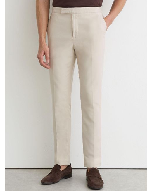 Reiss White Garment-Dyed Piqué Suit Trousers Tailored-Fit for men