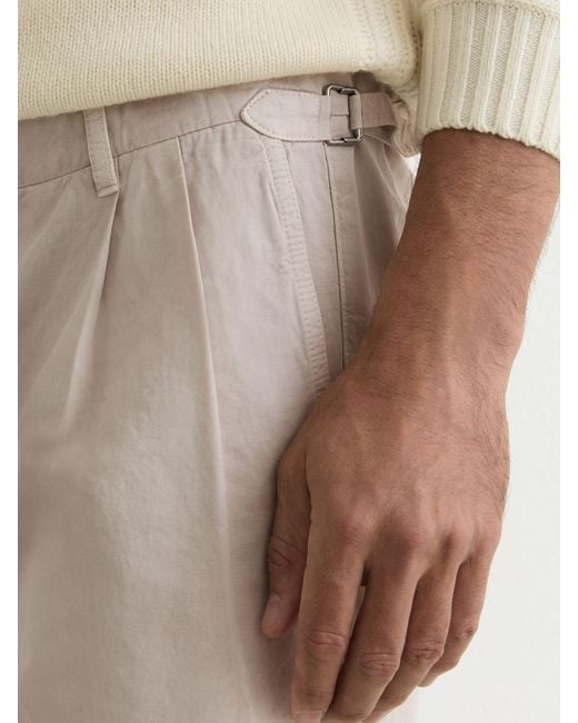 Reiss Natural Cotton-Linen Side-Adjuster Tapered Trousers for men