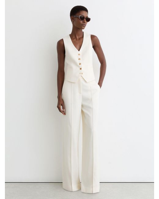 Reiss White Button-Through Tailored Waistcoat