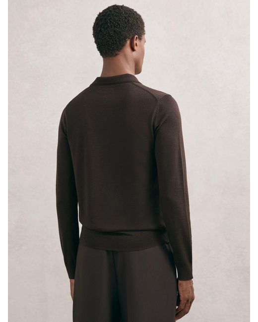 Reiss Multicolor Merino Wool Open-Collar Polo Shirt for men