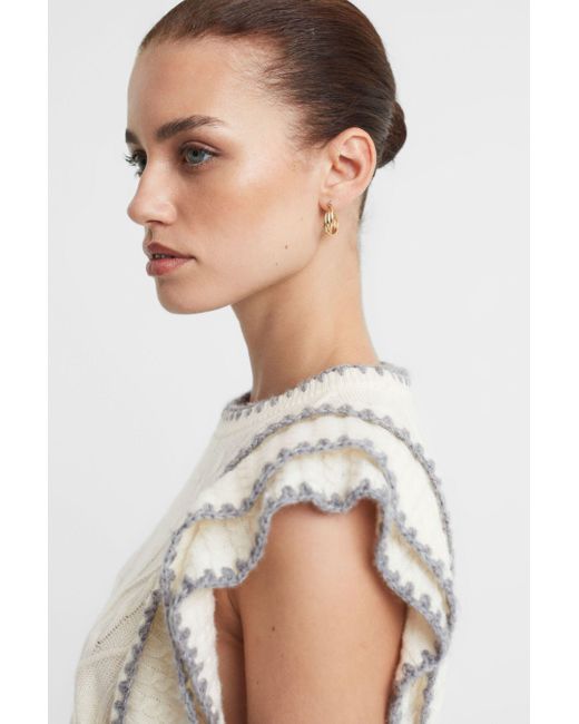 Madeleine Thompson White Cream Wool-cashmere Ruffle Sleeve Vest