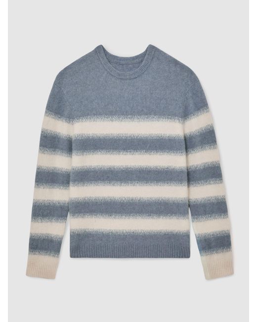 Reiss Piers - Soft Blue/white Wool-alpaca Blend Stripe Jumper, L for men