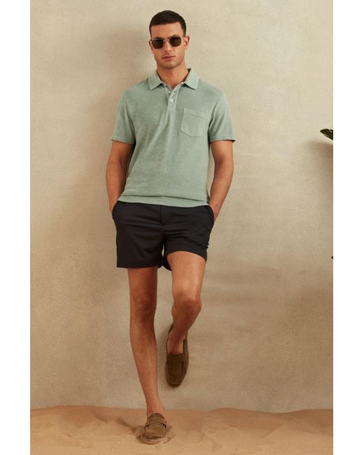 Reiss Green Rainer - Mint Towelling Polo Shirt, S for men