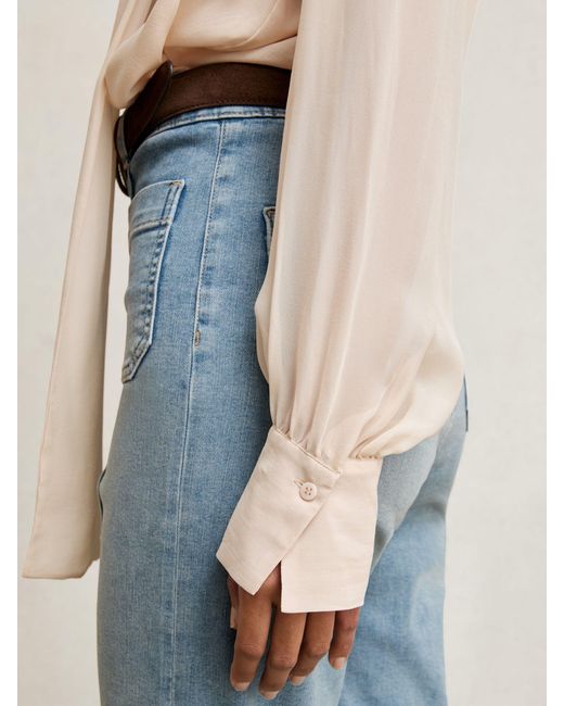 Reiss Natural Silk-Blend Chiffon Tie-Neck Blouse