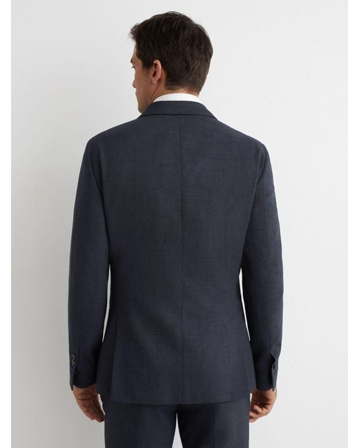 Reiss Db - Airforce Blue Fibre Db Tailored Fit Virgin Wool Textured Double-breasted Blazer Tailored-fit, 42 for men