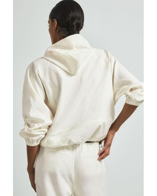 ATELIER White Linen Blend Hooded Sports Jacket