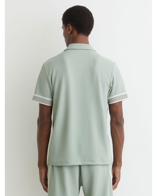 Reiss Bruno - Mint Green Sleeve-trim Half-zip Polo Shirt, M for men