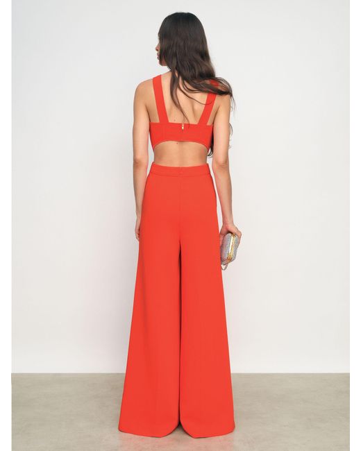 Reiss Red Dion - Orange Wide-leg Cut-out Jumpsuit, Us 8