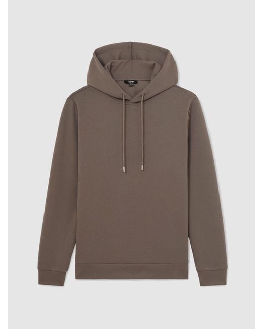 Reiss Brown Light Fabien Premium Interlock-Jersey Hoodie for men