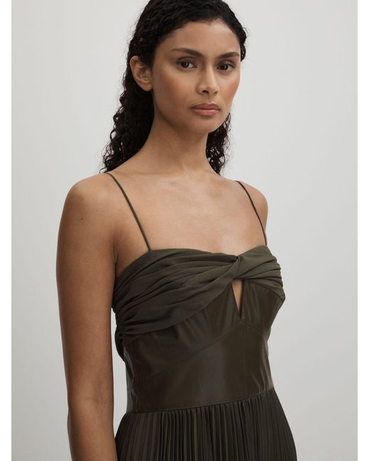 AMUR Green Pleated Maxi Dress