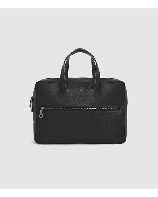Reiss Black Isaac - Leather Laptop Carrier for men