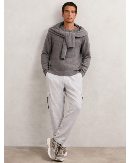 Reiss Gray Jersey Cargo Trousers With Cotton for men