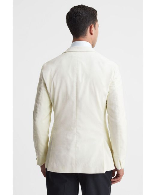 Reiss Apsara - White Slim Fit Velvet Single Breasted Blazer for men