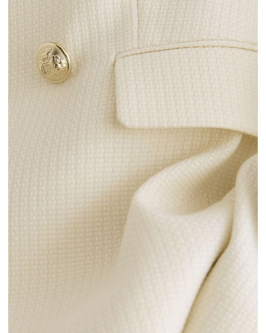Reiss White Tailored Fit Textured Double Breasted Blazer