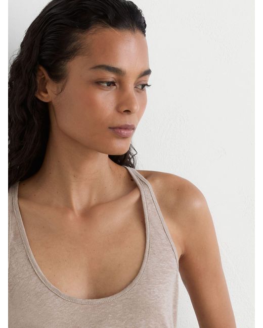 Reiss Blue Linen Racer-Back Vest