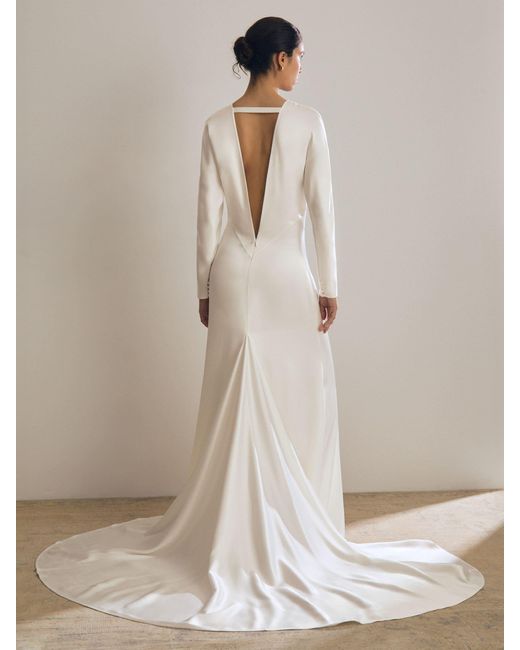 Reiss White Clemence Atelier Duchess Satin Bridal Maxi Dress