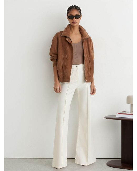 Reiss Natural Petite Patch-Pocket Flared Jeans