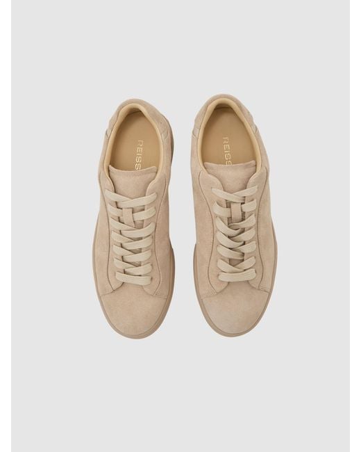 Reiss Natural Francesca Leather Low-Top Trainers