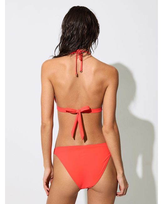 Reiss Red Triangle Stud-Detail Bikini Top