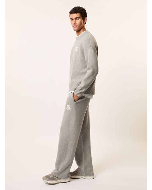 Reiss Natural Monogram Wool Wide-Leg Knitted Joggers for men