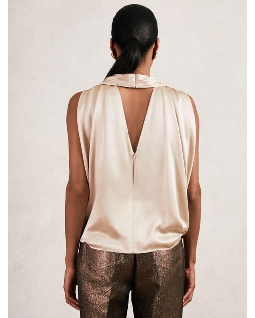 Reiss Natural Silk Draped Sleeveless Top