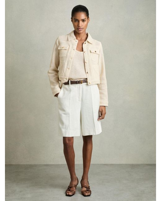 Reiss Natural Cotton-Blend Textured Trucker Jacket