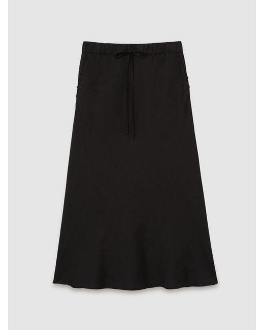 Reiss Natural Roxi - Black Slip Midi Skirt, Us 10