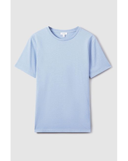 Reiss Marl - Delph Blue Melange Bless Cotton Crew Neck T-shirt for men