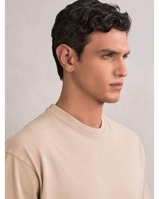 Reiss Natural Cotton Garment-Dyed Oversize T-Shirt for men