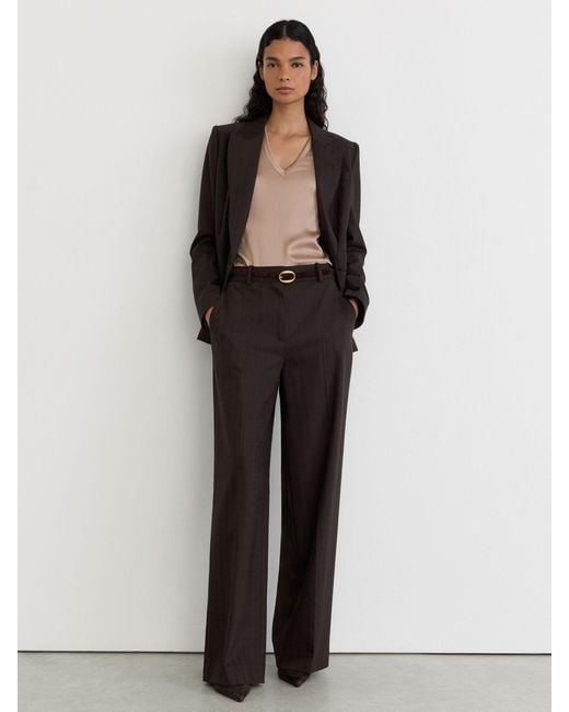 Reiss Black Silk-Front V-Neck Sleeveless Top