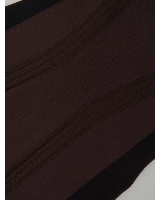 Reiss Zaya - Plum Purple/black Petite Knitted Contrast-panel Midi Dress, L (us 12-14)