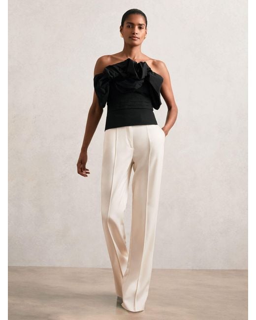 Reiss Black Sculptural Strapless Top