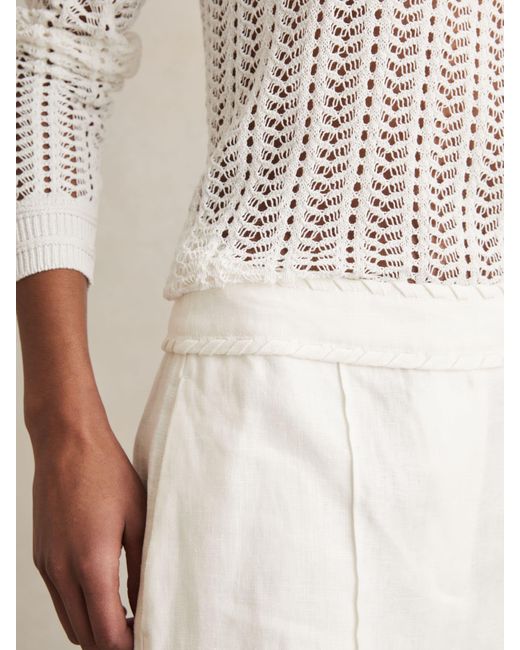 Reiss Natural Linen Whipstitch Shorts