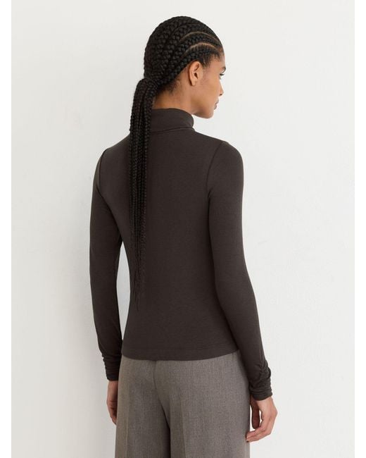 Reiss Black Rib-Knit Roll-Neck Top