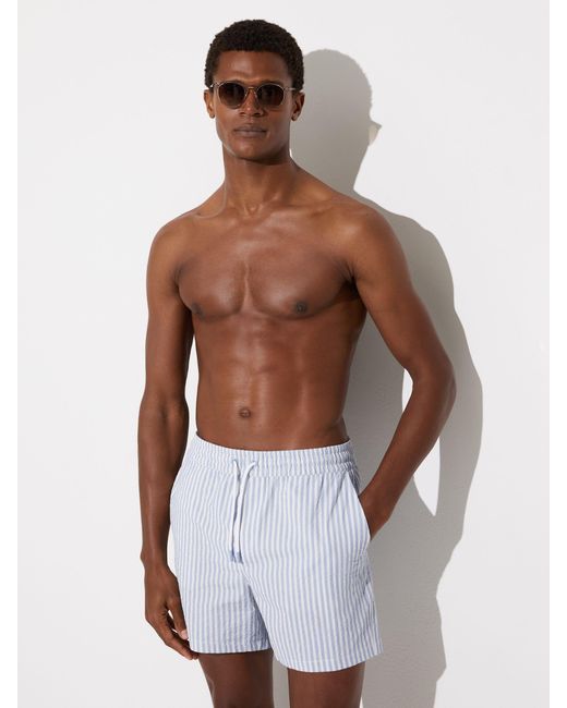Reiss Bay - Soft Blue/white Seersucker Stripe Swim Shorts, M for men