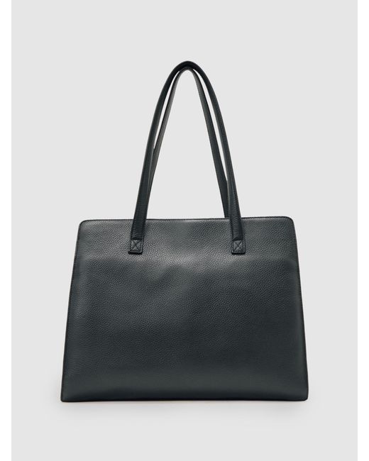 Reiss Blue Delphine Tote Bag Leather Logo Engraved