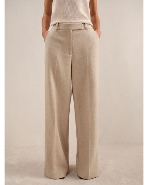 Reiss Natural Linen-Blend Wide-Leg Trousers
