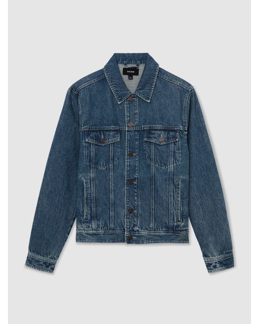 Reiss Place - Indigo Blue Wash Denim Trucker Jacket, L for men