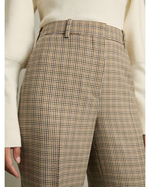 Reiss Natural Wool Wide-Leg Houndstooth-Check Trousers