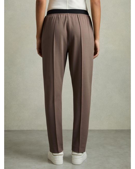 Reiss Natural Elasticated-Waistband Tapered Trousers
