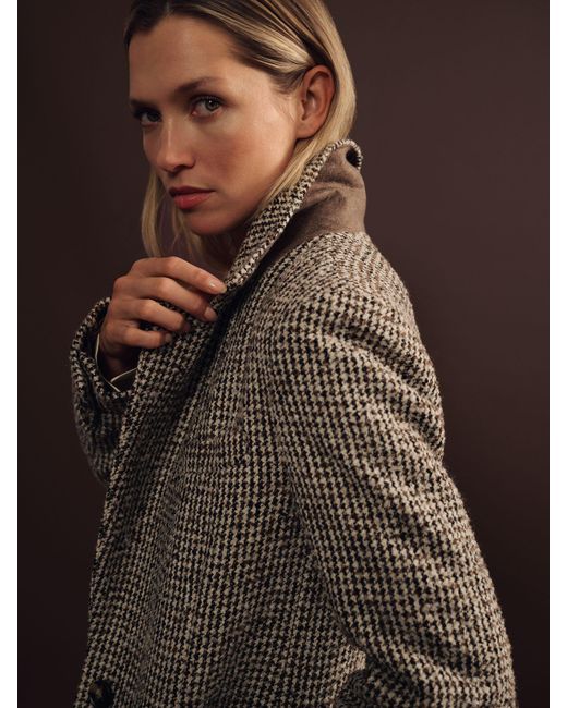 Reiss Brown Kai Coat Houndstooth Check