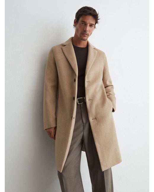 Reiss White Wool-Blend Single-Breasted Epsom Coat for men