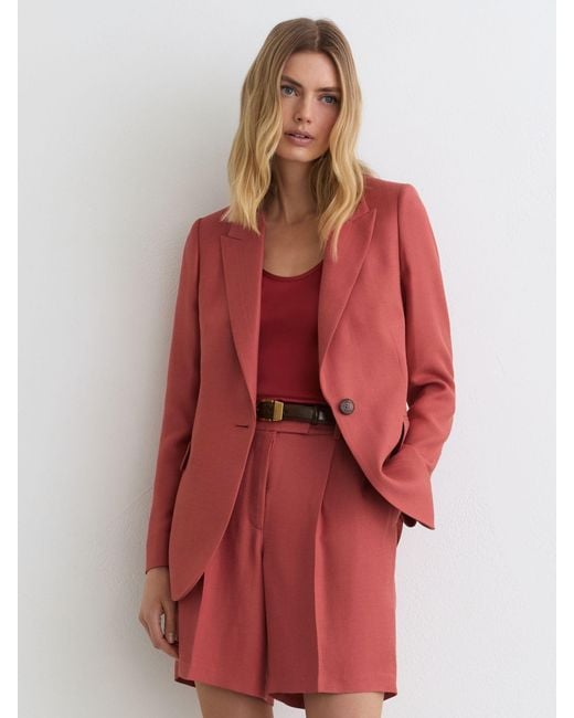 Reiss Red Burnt Jules Petite Single-Breasted Peak-Lapel Suit Blazer