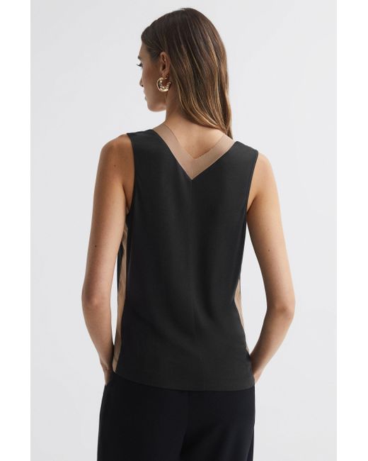 Reiss Pippa - Nude/black Pippa Silk Colourblock Vest, Xs