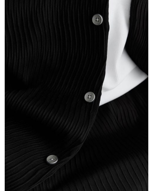 Reiss Temi - Black Wave-jacquard Cuban-collar Shirt Regular-fit, S for men