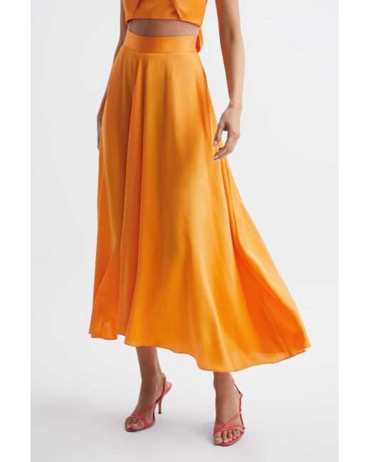 Reiss Ruby - Orange Occasion Maxi Skirt, Us 6