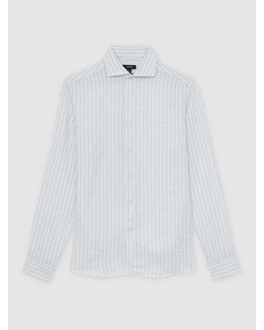 Reiss White Pale & Stripe Linen Striped Cutaway-Collar Shirt Regular-Fit for men