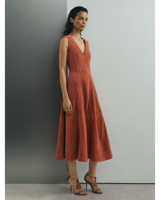 ATELIER Multicolor Suede Sleeveless Midi Dress